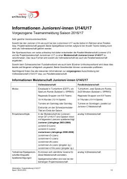Informationen Junioren/-innen U14/U17