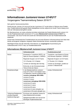 Informationen Junioren/-innen U14/U17
