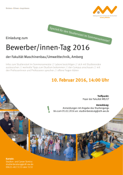 Bewerber/innen-Tag 2016 - Ostbayerische Technische Hochschule