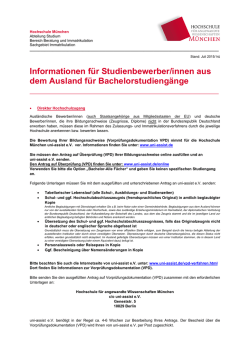 Informationen f&uuml;r Studienbewerber/innen aus dem