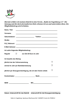 Hiermit erkl&auml;re ich meinen Eintritt in den Verein &bdquo; Radio im