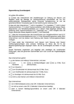 Eigenerkl&auml;rung Zuverl&auml;ssigkeit Ich erkl&auml;re /Wir erkl&auml;ren, a) dass das