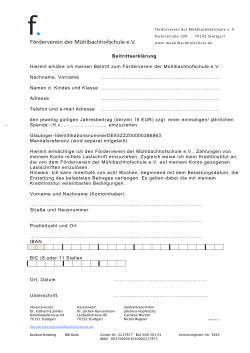 Beitrittserklärung Hiermit erkläre ich meinen Beitritt zum