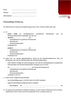 Eidesst&auml;ttige Erkl&auml;rung - bei der Rechtsanwaltskammer Wien