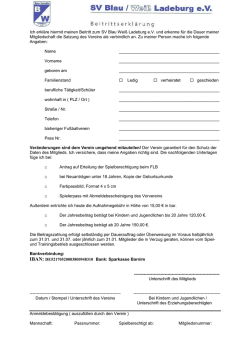 Ich erkl&auml;re hiermit meinen Beitritt zum SV Blau Wei&szlig; Ladeburg e.V.