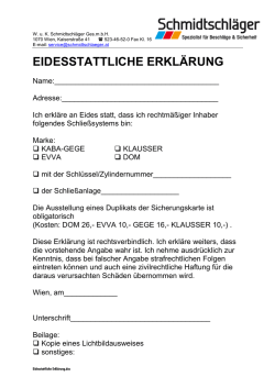 Eidesstattliche Erkl&auml;rung - bei Verlust der Sicherungskarte eines