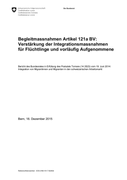 Verstärkung der Integrationsmassnahmen für Flüchtlinge und
