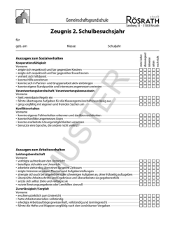 Zeugnis 2. Schulbesuchsjahr