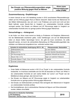 Der Einsatz von Pflanzenstärkungsmitteln zeigte positive Wirkung