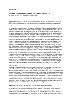 Interview mit Werner Rosemeyer, Der kleine Nazareno e.V.