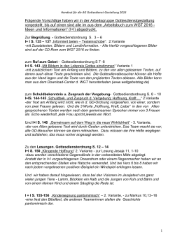 Handout f die AG Gottesdienstgestaltung