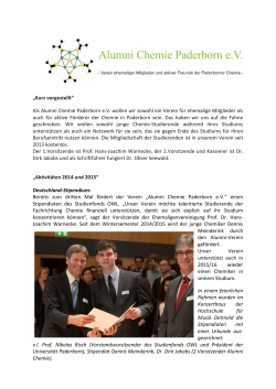 „Kurz vorgestellt“ Als Alumni Chemie Paderborn e.V. wollen wir