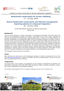 Biodiversity conservation for human wellbeing 17 – 22 July, 2016