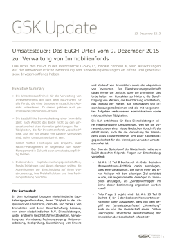 Das EuGH-Urteil vom 9. Dezember 2015 zur Verwaltung von