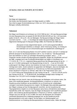LG Aachen, Urteil vom 19. Mai 2015, AZ 10 O 404/14
