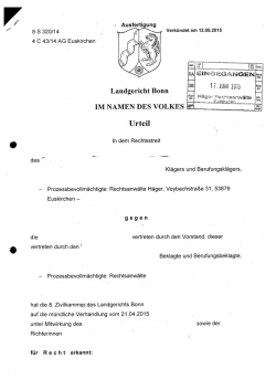 Urteil des LG Bonn vom 12.05.2015, Az. 8 S 320/14