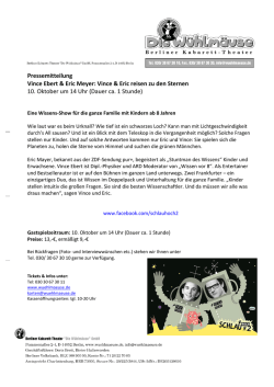 Pressemitteilung Vince Ebert & Eric Meyer: Vince & Eric reisen zu