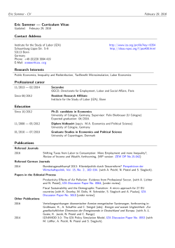 Eric Sommer — Curriculum Vitae Contact Address Research