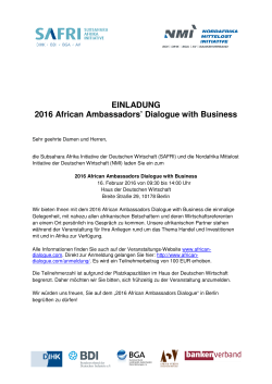 EINLADUNG 2016 African Ambassadors` Dialogue with Business