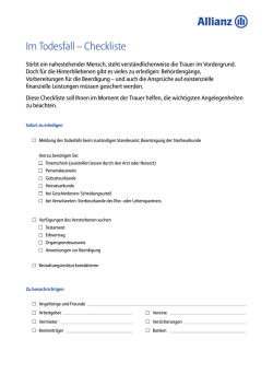 Im Todesfall &ndash; Checkliste