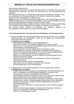 Merkblatt f&uuml;r die Apothekenpraxis-Pr&uuml;fung