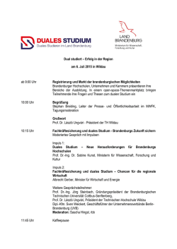 Dual studiert &ndash; Erfolg in der Region am 6. Juli 2015 in Wildau ab 9
