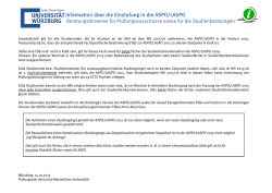 Information &uuml;ber die Einstufung in die ASPO/LASPO