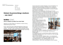 Globale Zusammenh&auml;nge studieren &ndash; was dann? Insiders live!