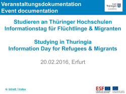 Studieren an Thüringer Hochschulen Informationstag für Flüchtlinge