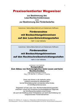 Förderansätze mit Beobachtungshinweisen Lesen und
