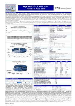 High Yield CoCo Bond Fund - IFAG - Institutionelle Fondsleitung AG