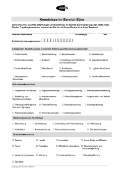 Fragebogen Kenntnisse im Bereich Büro