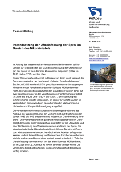 Instandsetzung der Ufereinfassung der Spree im Bereich des