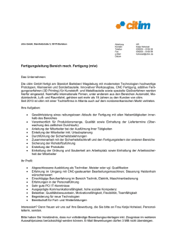 Fertigungsleitung Bereich mech. Fertigung (m/w)