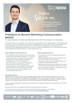 Praktikum im Bereich Marketing Communication MAGGI