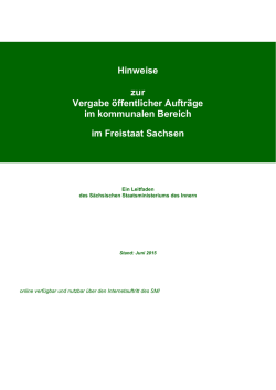 Hinweise zur Vergabe &ouml;ffentlicher Auftr&auml;ge im kommunalen Bereich