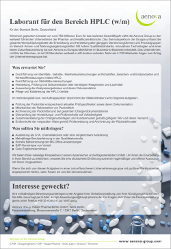Laborant für den Bereich HPLC (w/m)