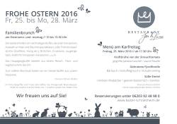 frohe ostern 2016 - Hotel Restaurant Kaiser