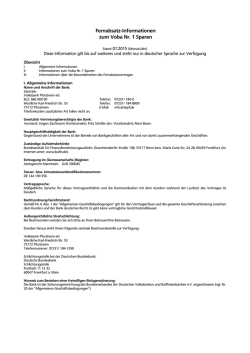 Fernabsatz-Informationen zum Voba Nr. 1 Sparen