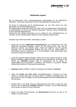 Heizkosten sparen - Jobcenter Oberberg