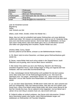 Kategorie Rollenspiel Stichwort Krippenspiel Titel Bloß kein