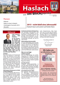 Editorial 2015 - nicht blo&szlig; eine Jahreszahl!