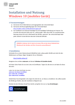 Installation und Nutzung Windows 10 (mobiles Gerät)