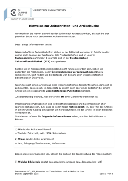 Hinweise zur Zeitschriften- und Artikelsuche