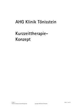 AHG Klinik Tönisstein Kurzzeittherapie
