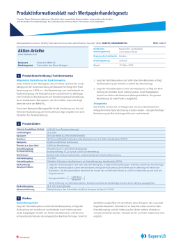 Produktinformationsblatt nach Wertpapierhandelsgesetz