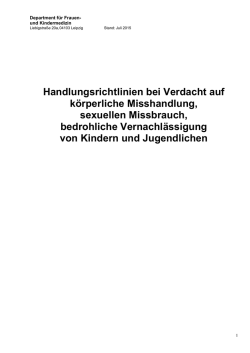 Handlungsrichtlinien bei Verdacht auf k&ouml;rperliche Misshandlung