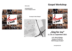 Gospel Workshop &bdquo;Sing for Joy&ldquo;