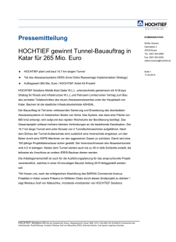 Pressemitteilung HOCHTIEF gewinnt Tunnel