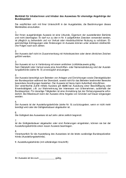 Merkblatt zum Ausweis ehemalige Angeh&ouml;rige
